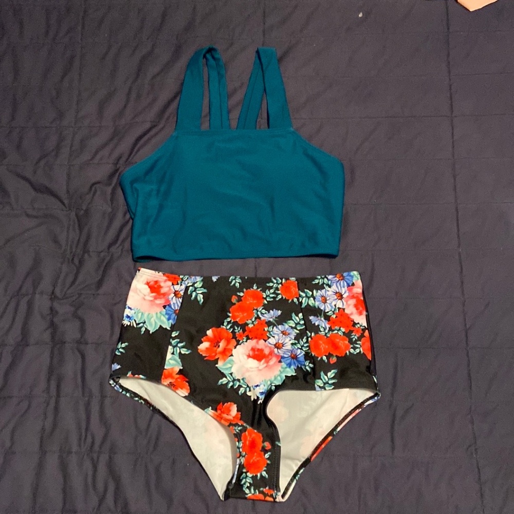 Teal and Floral Bikini
